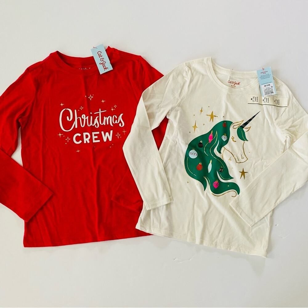 Cat & Jack | Christmas Crew Christmas Unicorn T-Shirt Bundle NWT M